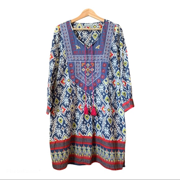 Cost Plus World Market Dresses & Skirts - World Market Embroidered Boho Tassel Dress L/XL
